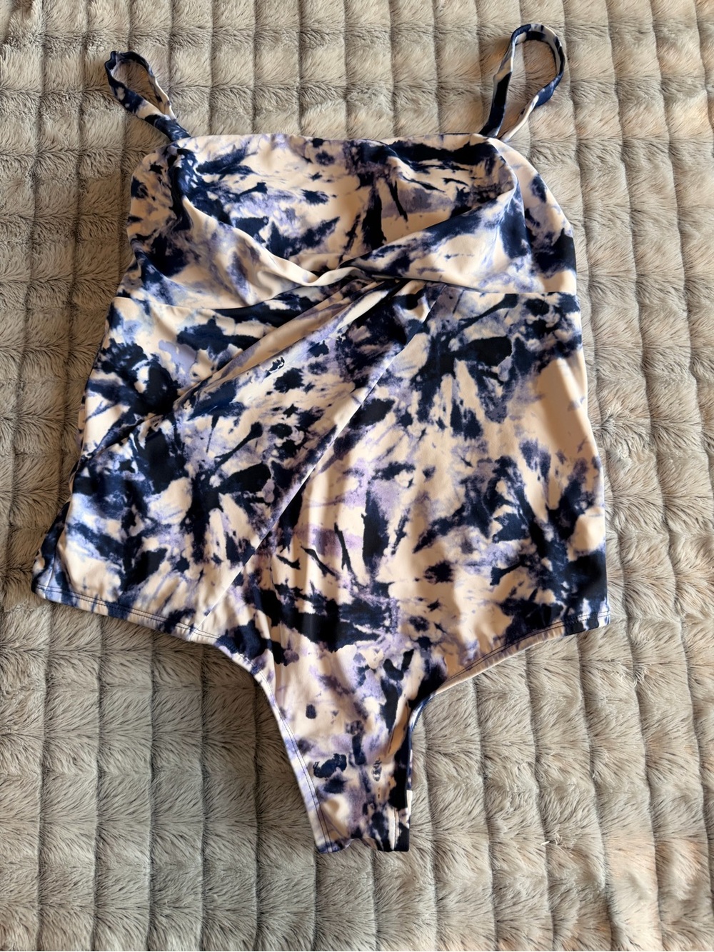 EVRI Tie-Dye Navy and White One-Piece Swimsuit 0X Plus Size
